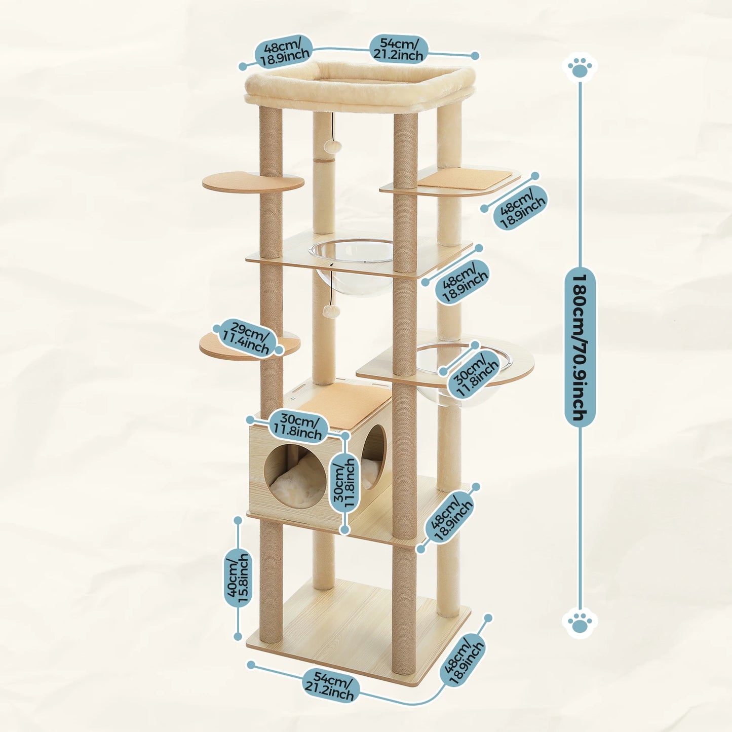 The Kingdom - Multi-Level Cat Tree Tower with Hammock, Condo & Scratching Posts