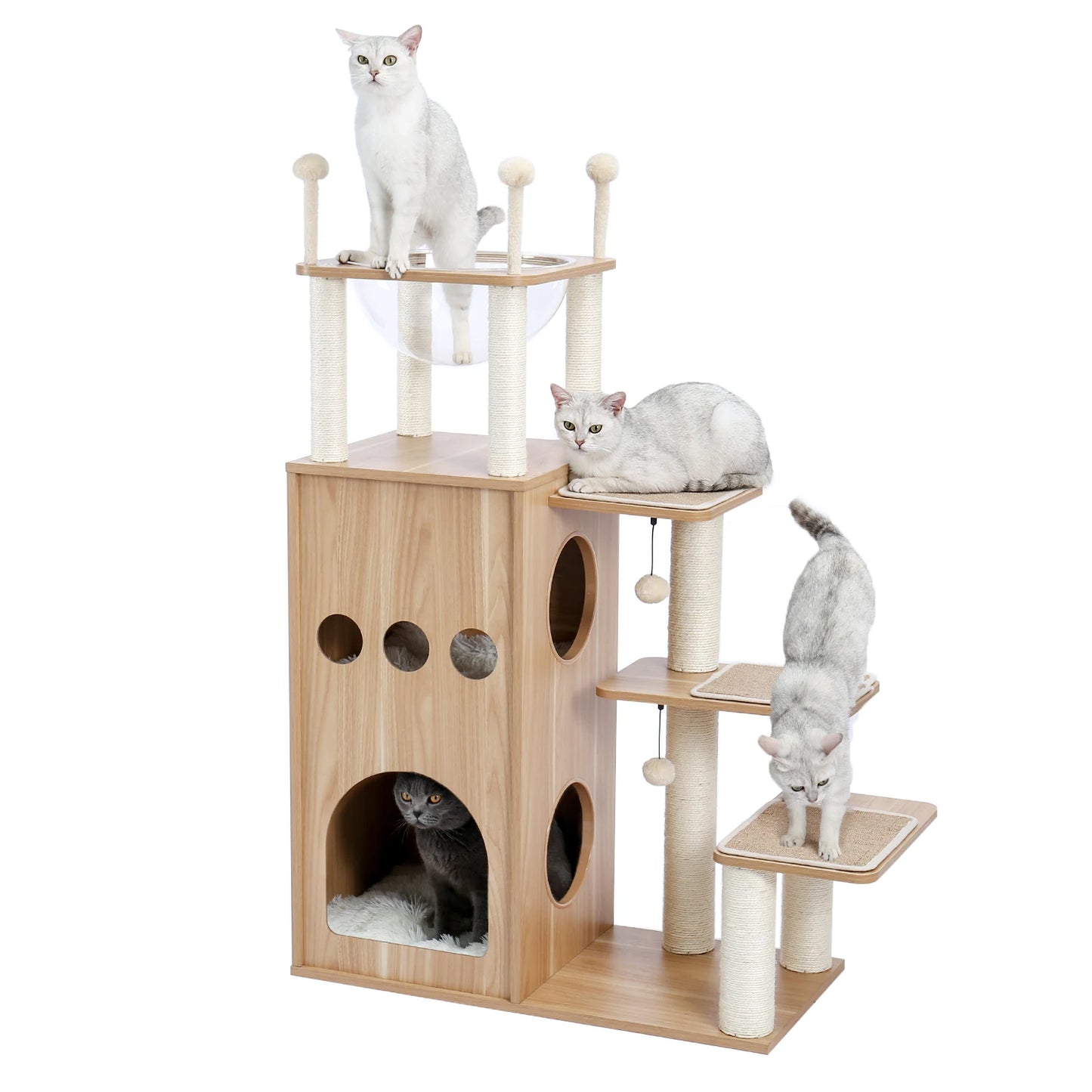 The Kingdom - Multi-Level Cat Tree Tower with Hammock, Condo & Scratching Posts