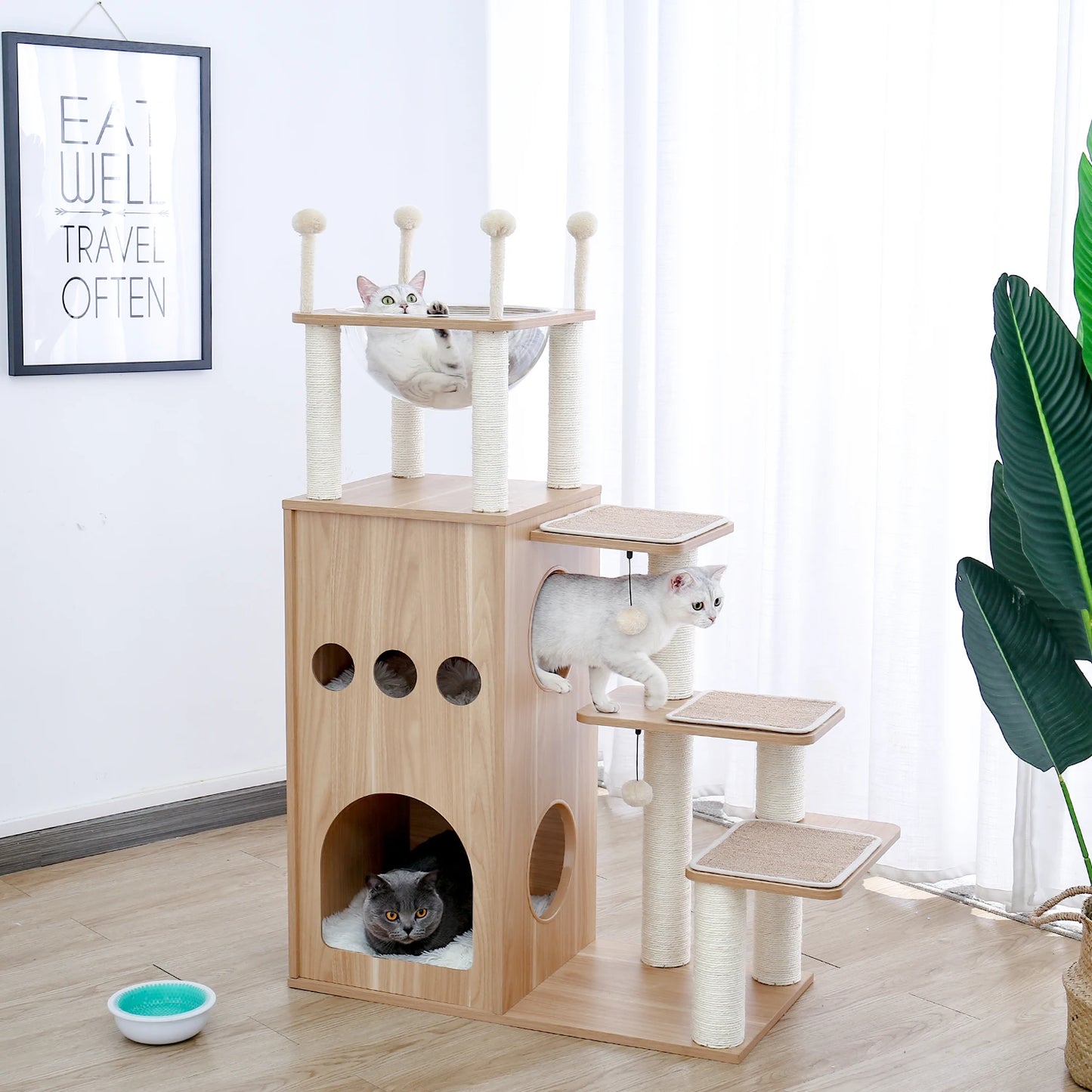 The Kingdom - Multi-Level Cat Tree Tower with Hammock, Condo & Scratching Posts