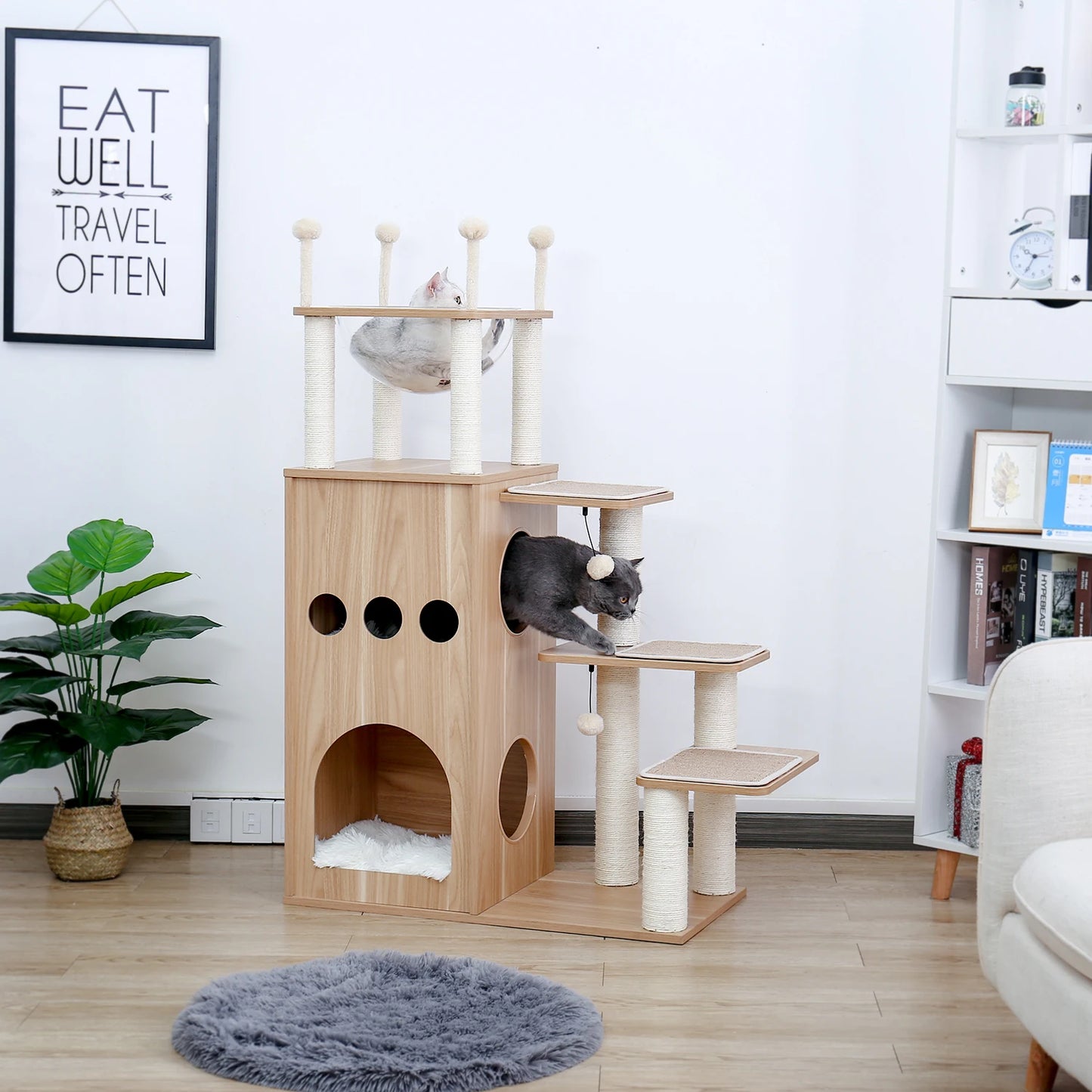 The Kingdom - Multi-Level Cat Tree Tower with Hammock, Condo & Scratching Posts