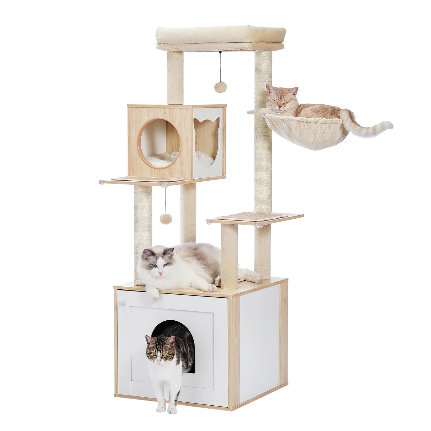 The Kingdom - Multi-Level Cat Tree Tower with Hammock, Condo & Scratching Posts