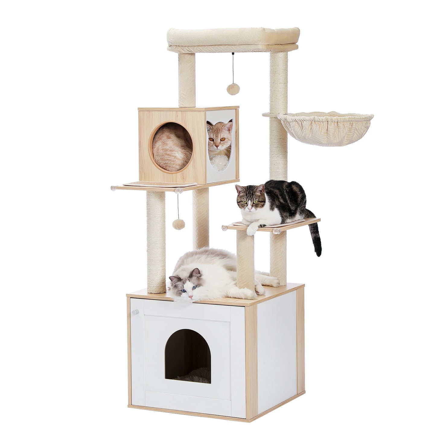 The Kingdom - Multi-Level Cat Tree Tower with Hammock, Condo & Scratching Posts