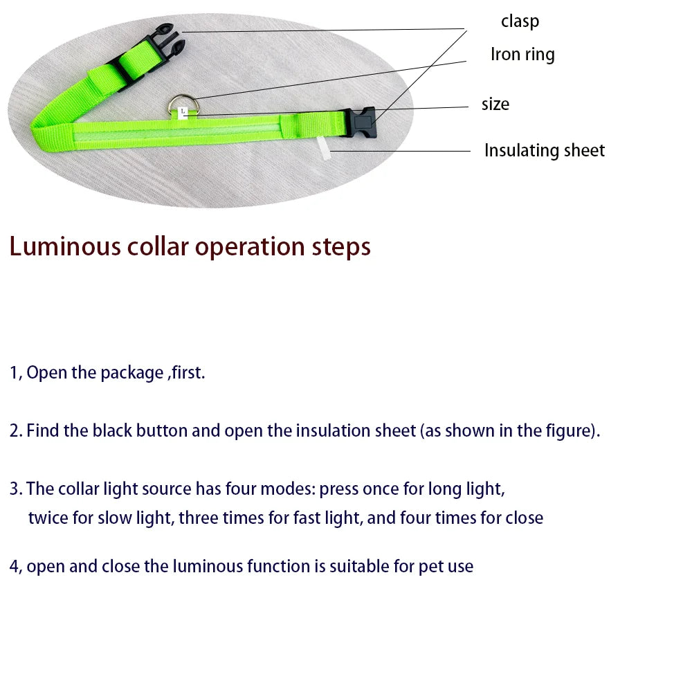 The Night Walk Set - LED Glowing Safety Collar & Leash for Dogs
