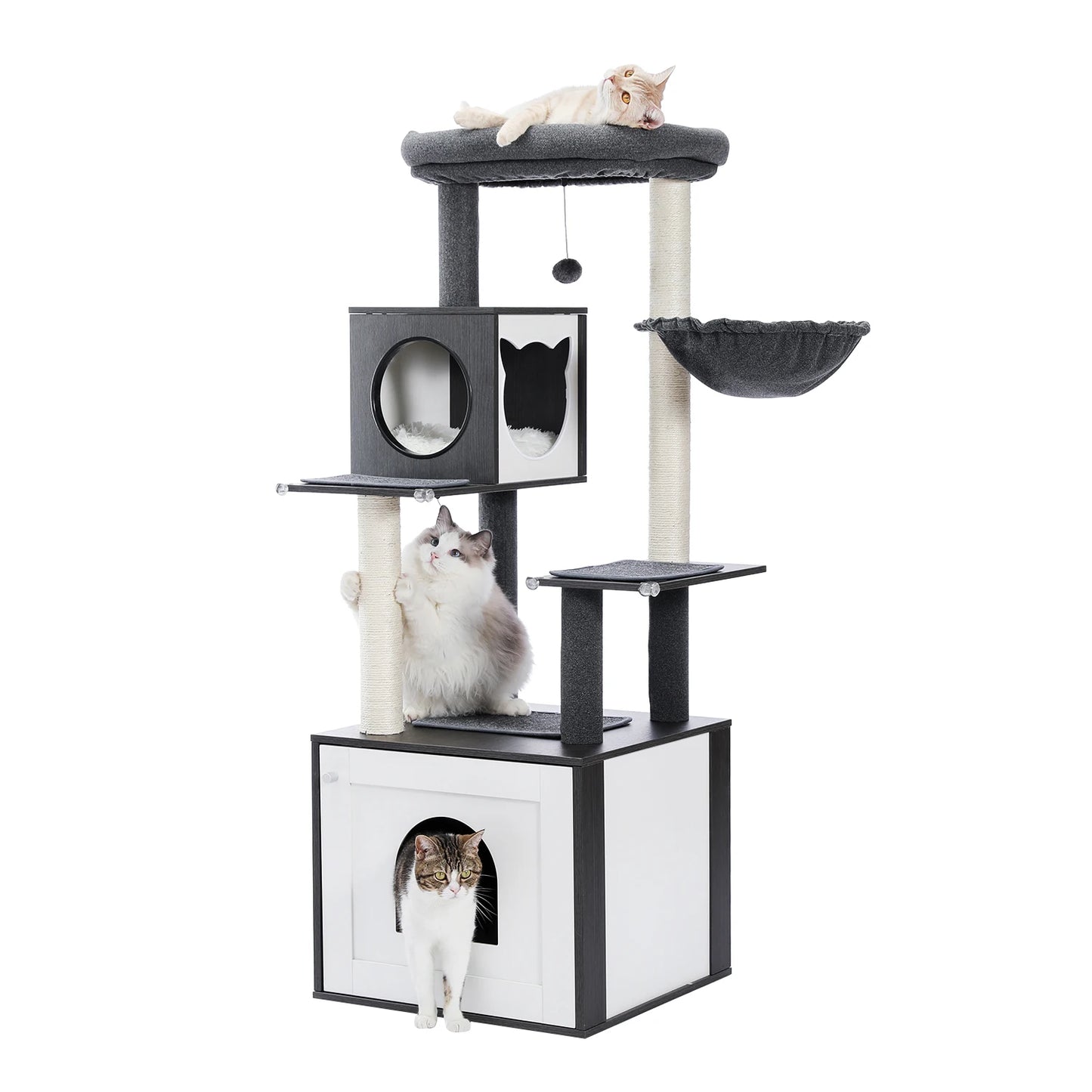 The Kingdom - Multi-Level Cat Tree Tower with Hammock, Condo & Scratching Posts