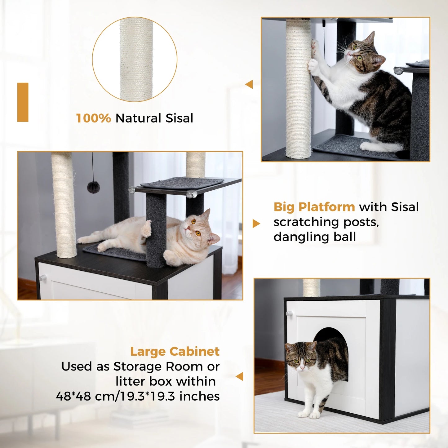 The Kingdom - Multi-Level Cat Tree Tower with Hammock, Condo & Scratching Posts