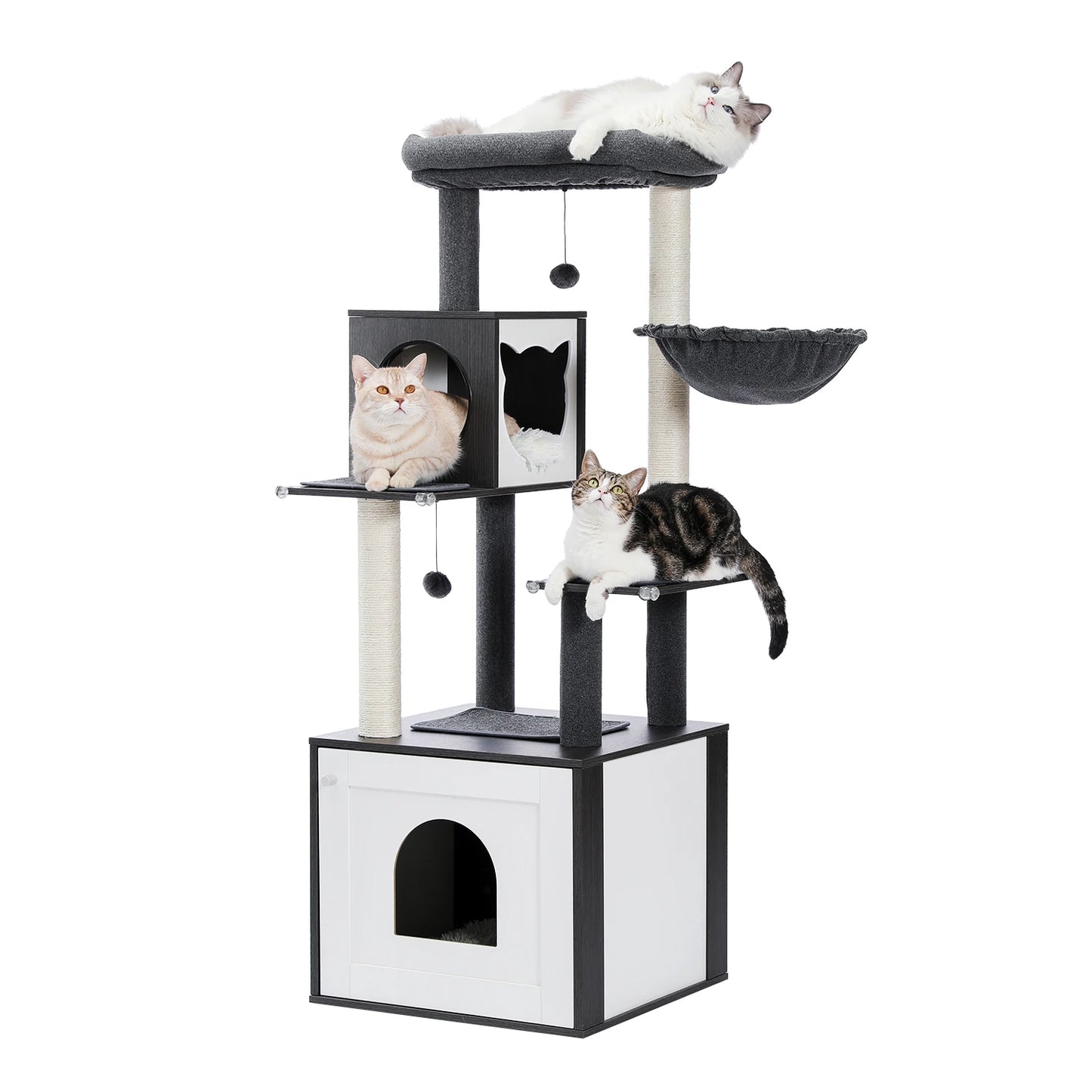 The Kingdom - Multi-Level Cat Tree Tower with Hammock, Condo & Scratching Posts